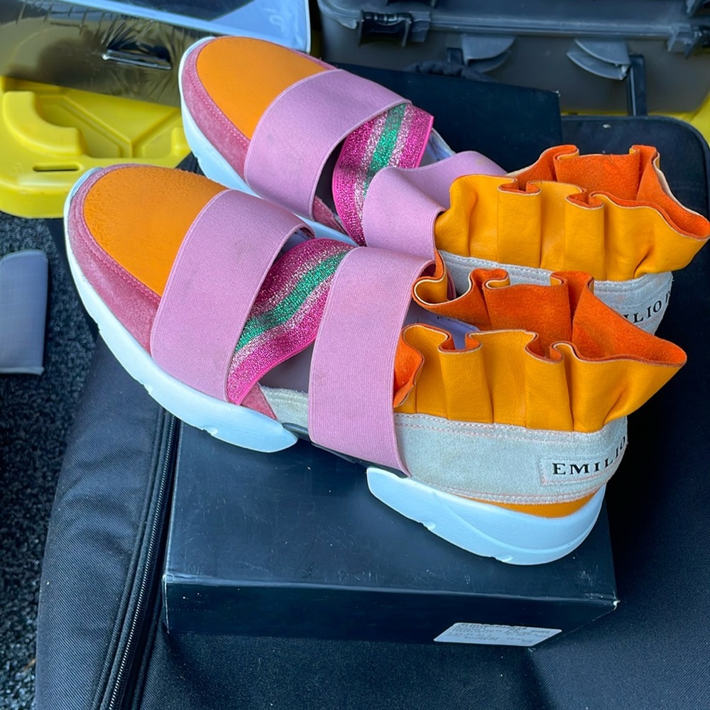 EMILIO PUCCI- Colorblock Miami Ruffle Slip-on Sneaker Limited Edition